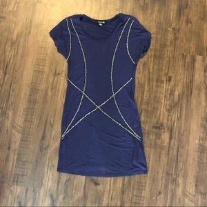 Beaded Navy/Silver Tee Shirt Dress